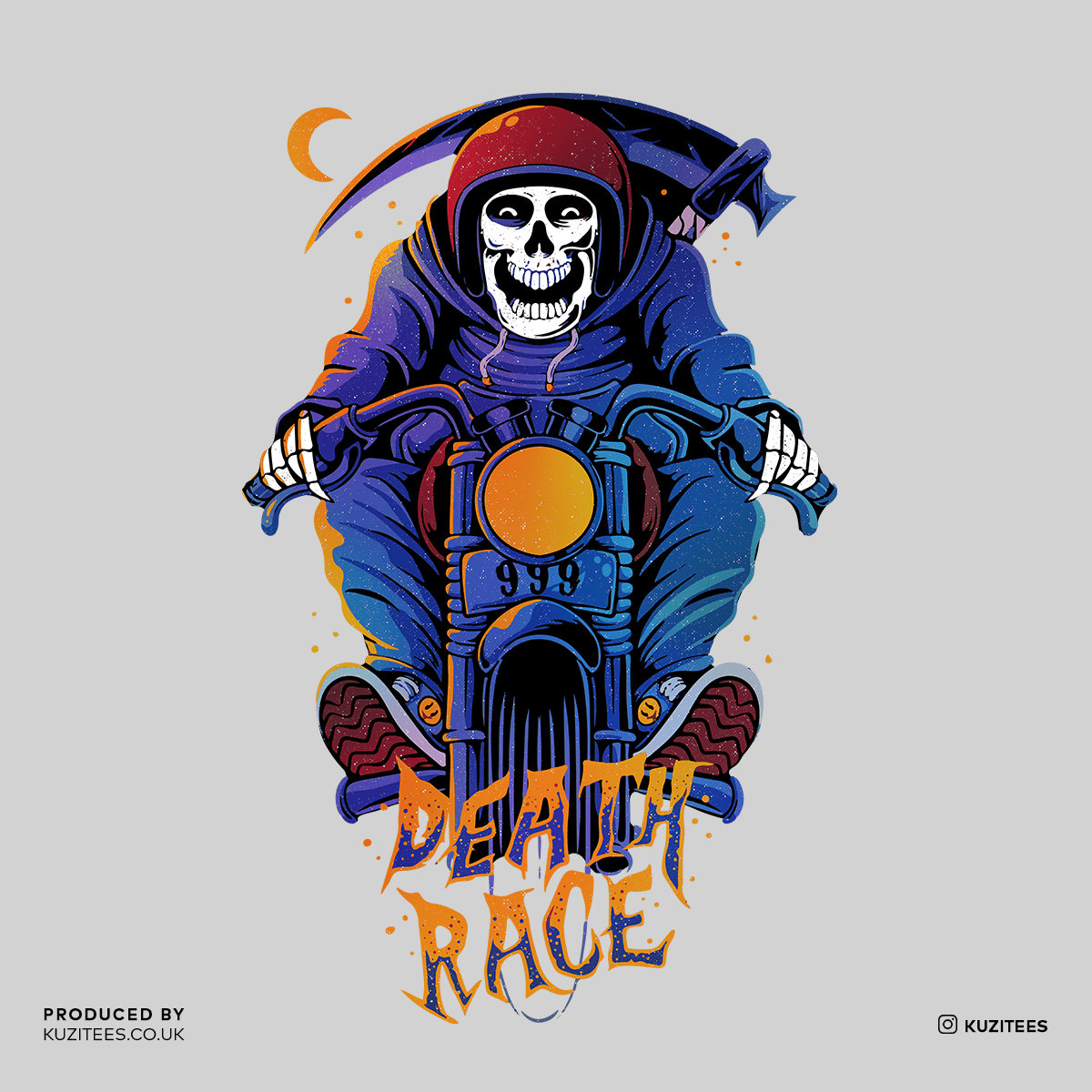 Death Skull Harley Davidson Motorbike Racer T-Shirt & Tank Top - Kuzi Tees