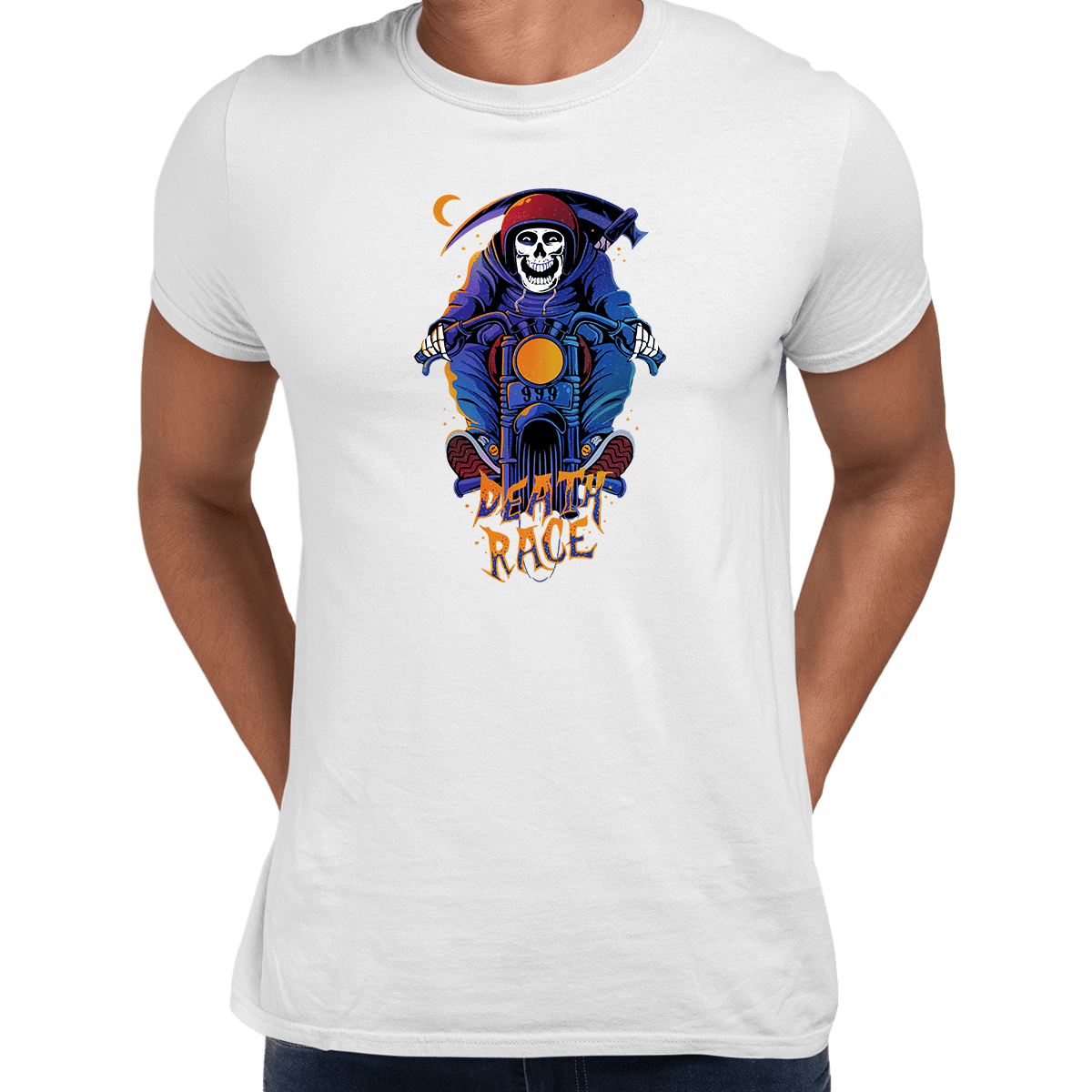 Death Skull Harley Davidson Motorbike Racer T-Shirt & Tank Top - Kuzi Tees