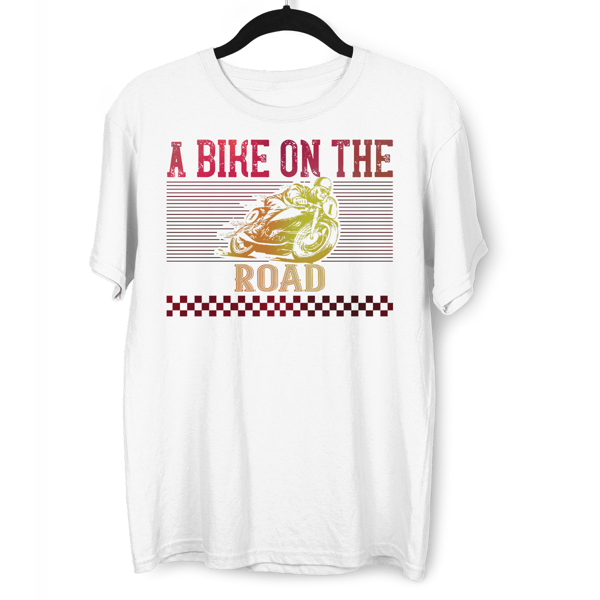 A Bike On The Road Crew Neck T-Shirt For Biking Minds - Kuzi Tees