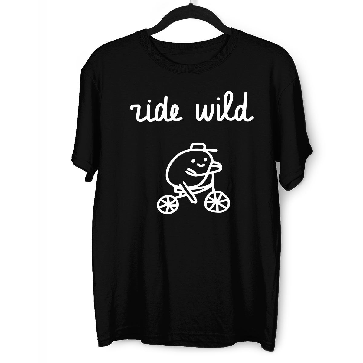 Ride Wild Funny Hipster Biking Apparel Crew Neck T-shirt & Tank Top - Kuzi Tees