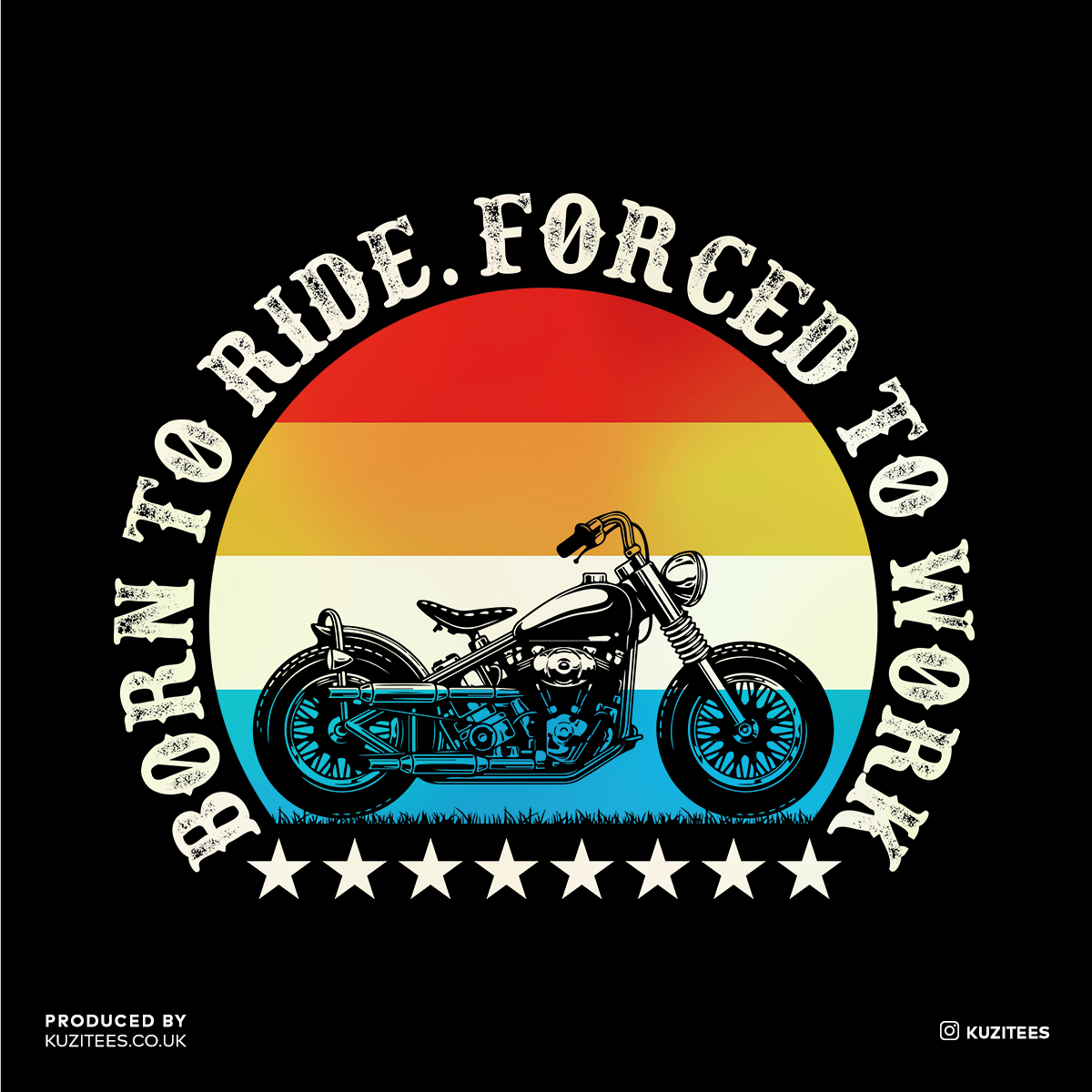 Born to Ride - Forced To Work Crew Neck T-shirt & Tank Top - Kuzi Tees