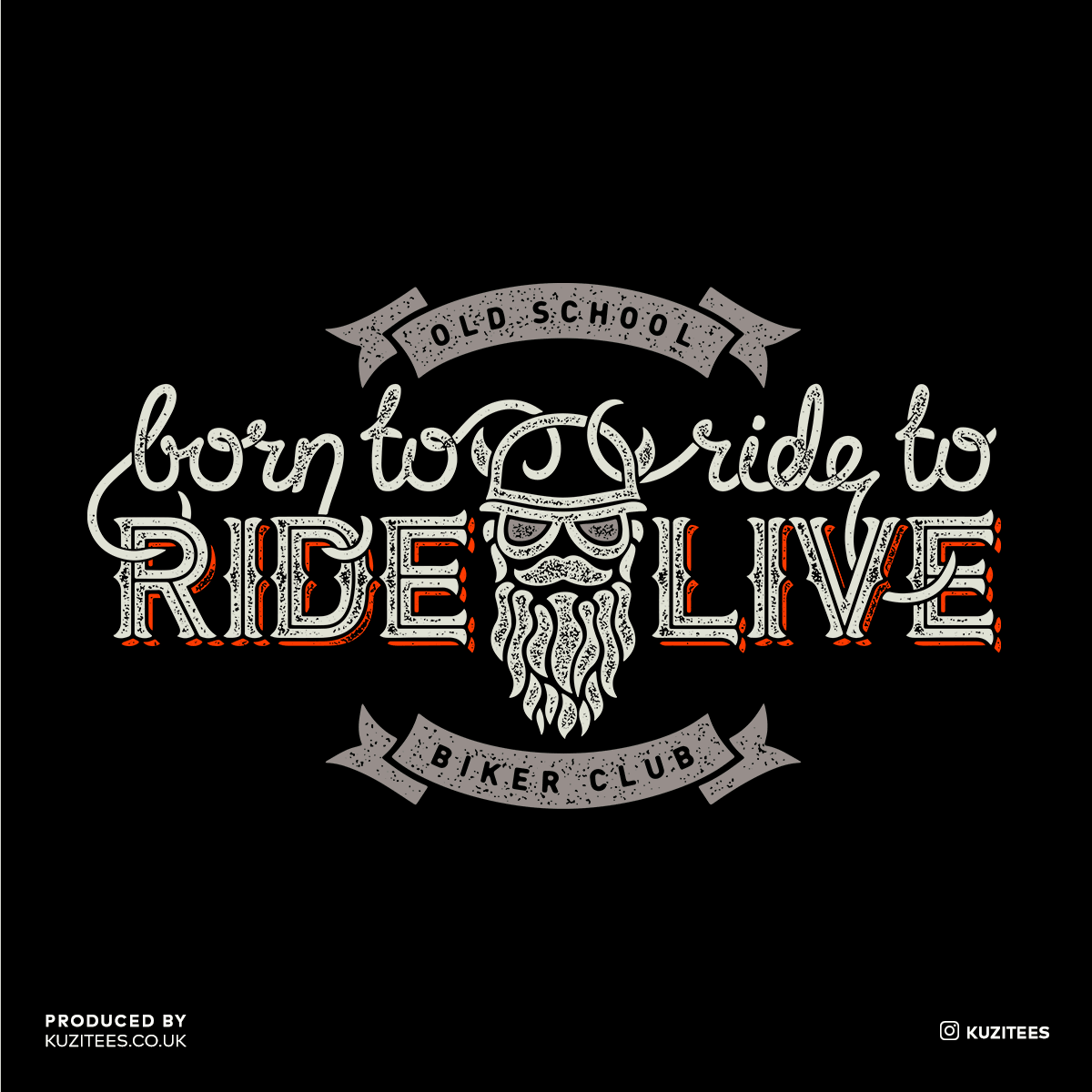 Beard Harley Biker Born to ride, ride to live Crew Neck T-shirt & Tank Top - Kuzi Tees