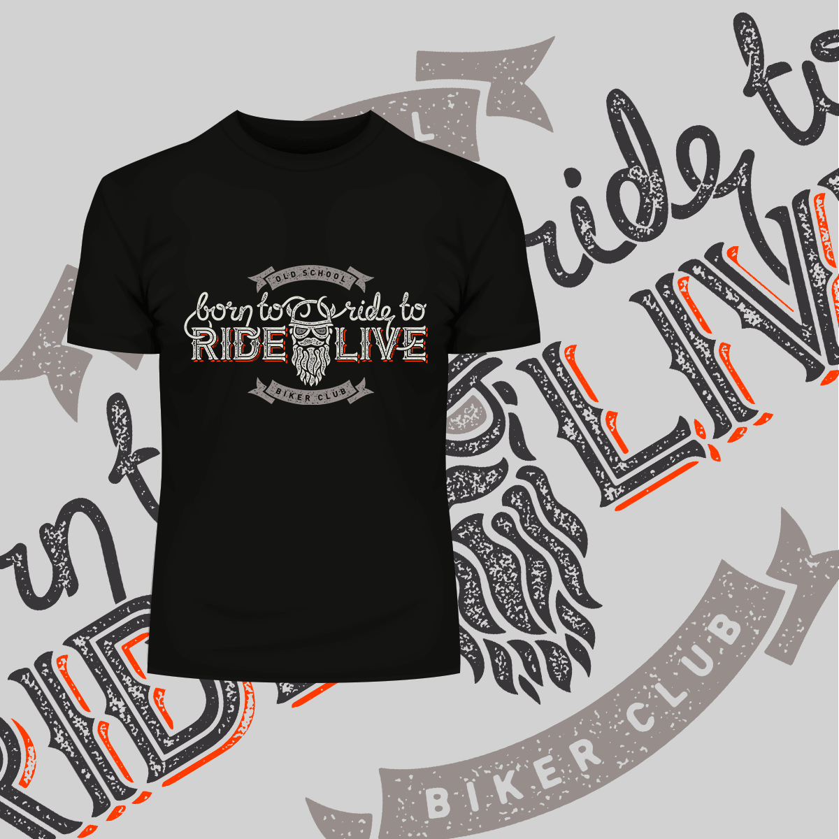 Beard Harley Biker Born to ride, ride to live Crew Neck T-shirt & Tank Top - Kuzi Tees