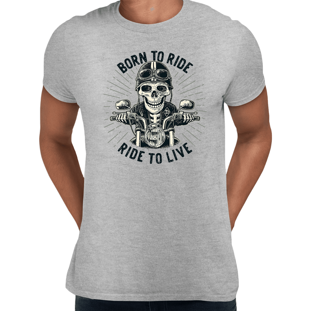 Day of the Dead Dia de los Muertos Mexican skeleton on a bike Born to ride - Kuzi Tees