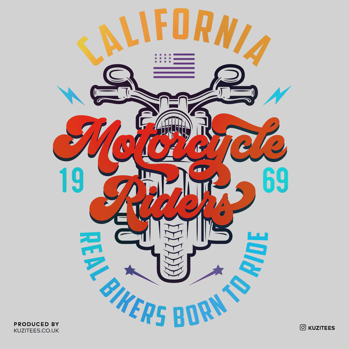 California Motorcycle Riders Real Bikers Born to Ride 1969 - Kuzi Tees