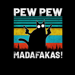 PEW PEW MAD... Vintage Funny Cat Retro Kitten Xmas Gift Baby & Toddler Body Suit - Kuzi Tees