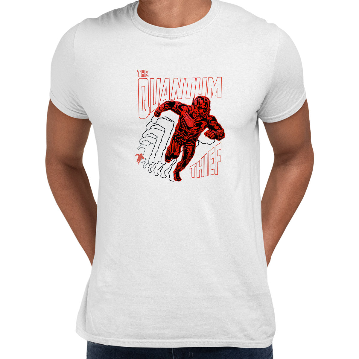 Ant Man White t-shirt Quantum Thief Marvel Movie Unisex Tee