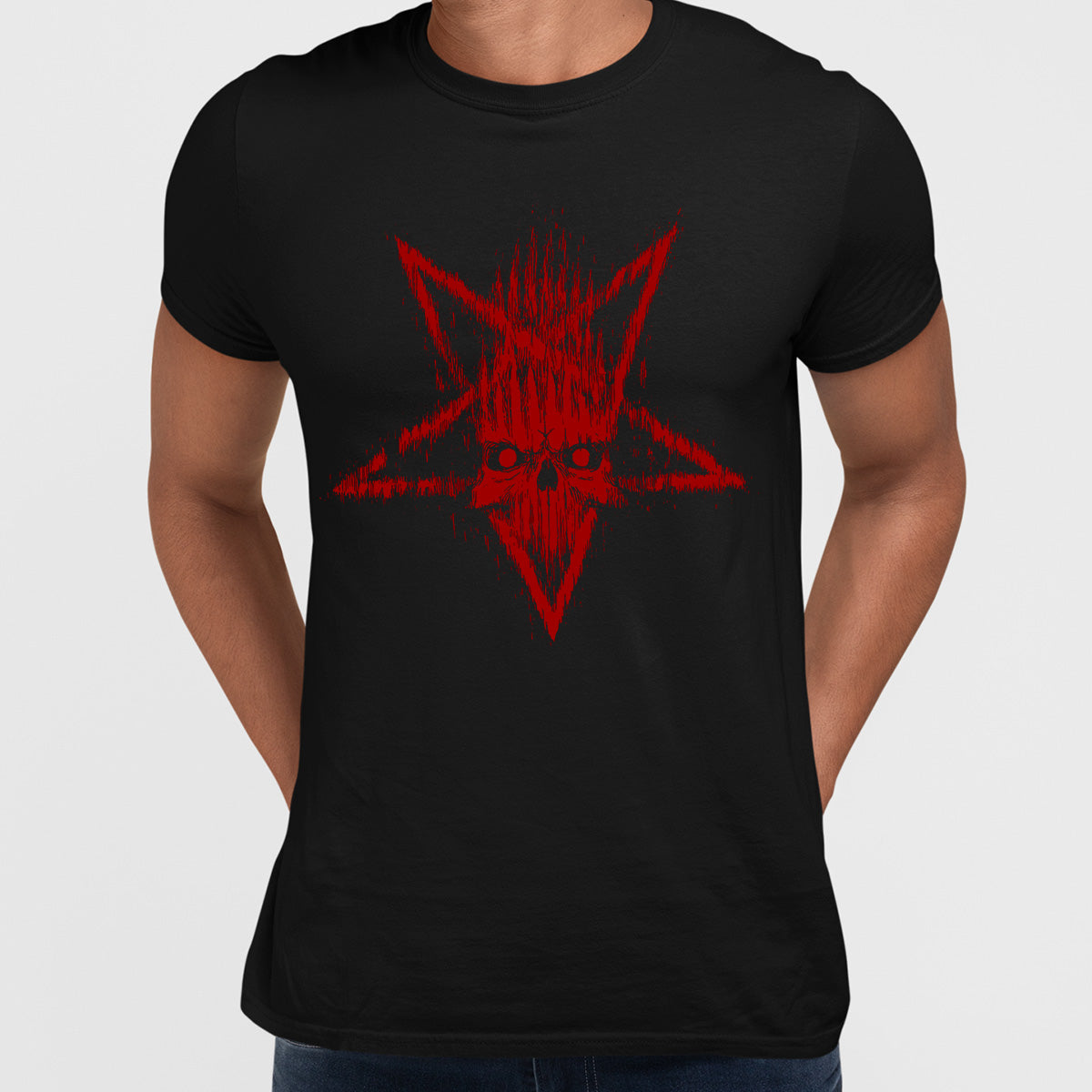 Red Blooded Pentagram sign with Skull Symbol - Kuzi Tees