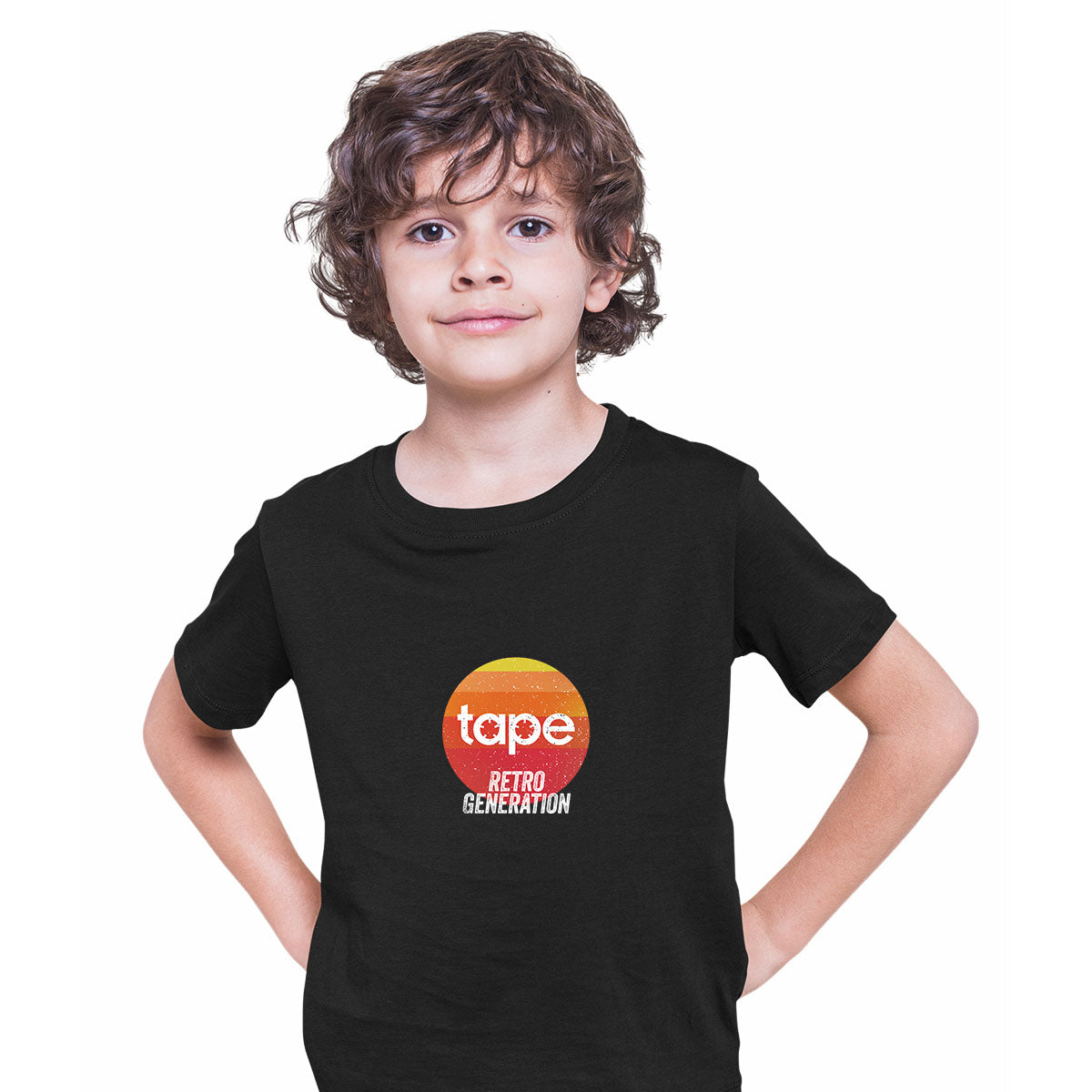 Retro Generation Tape Recorder Black White Grey T-Shirts for Kids OLD SKOOL - Kuzi Tees