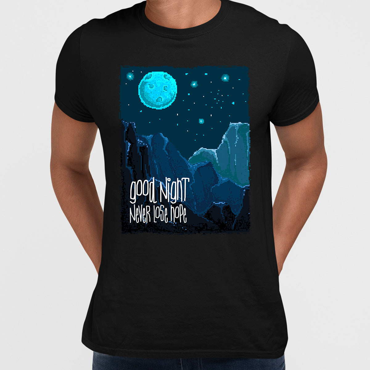 Retro Good Night Never Lose Hope Pixel Art - Kuzi Tees