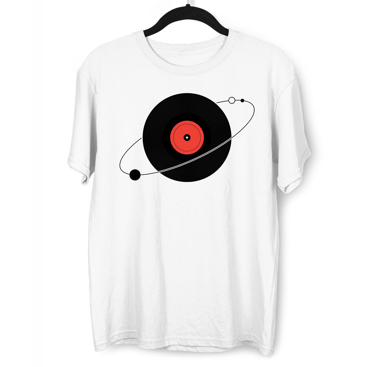 Old Fashioned Nostalgia Vinyl Record with The Planets Minimal Art T-shirt - Kuzi Tees