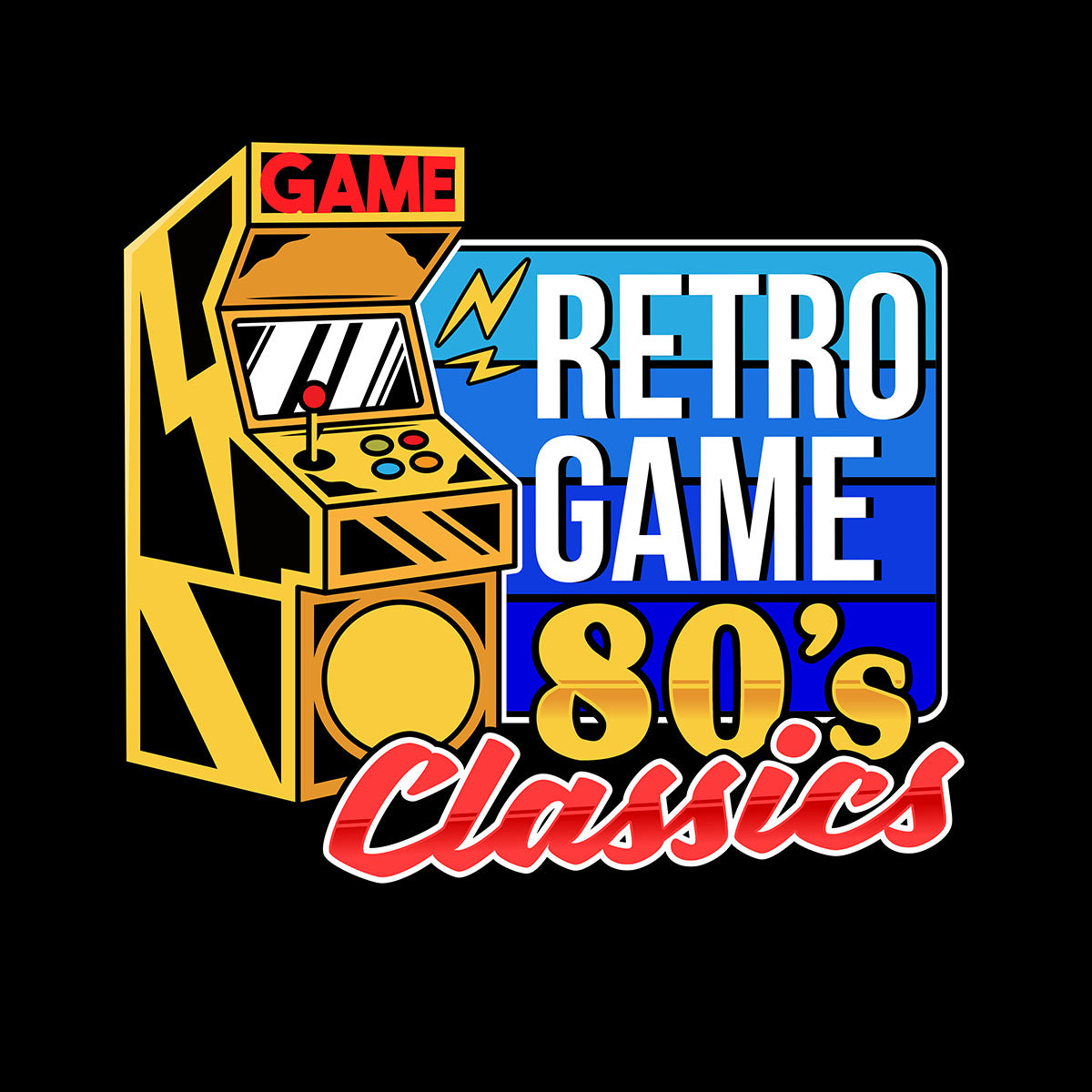 Retro Game 80's Collection Six Retro Game Classics Typography T-shirt for Kids - Kuzi Tees