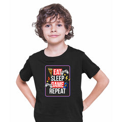 Retro Game 80's Collection Two Eat Sleep Repeat Typography T-shirt for Kids - Kuzi Tees