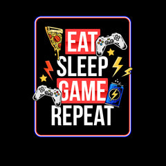 Retro Game 80's Collection Two Eat Sleep Repeat Typography T-shirt for Kids - Kuzi Tees