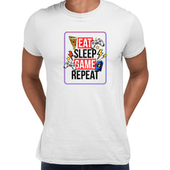 Retro Game 80's Collection Two Eat Sleep Repeat Typography Unisex T-shirt - Kuzi Tees