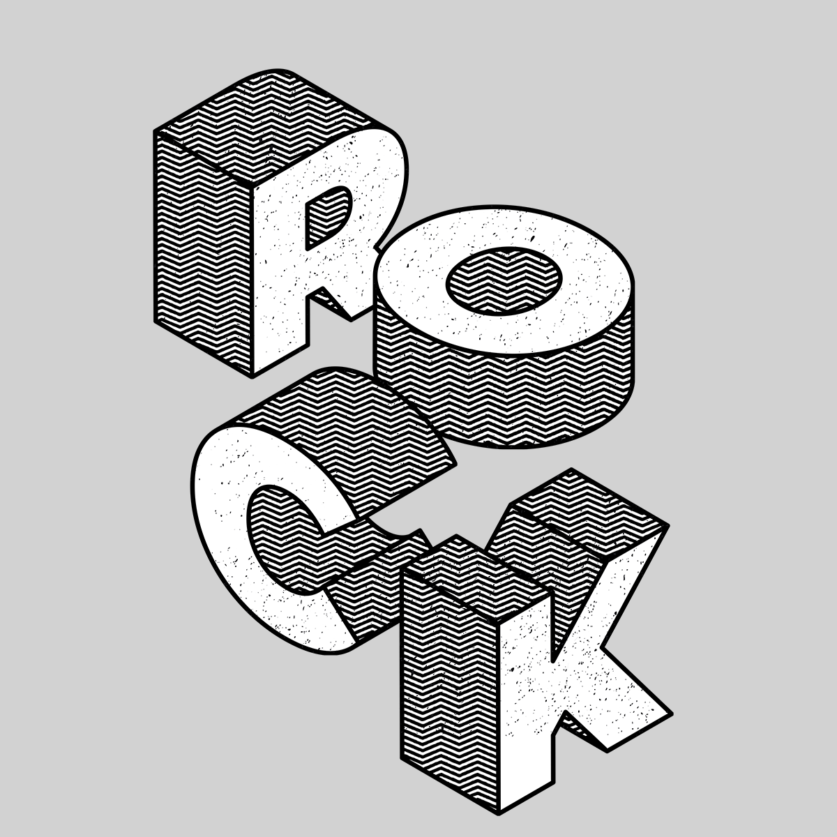 Rock Will Never Die-Isometric Music Typography Unisex Black & White Tee - Kuzi Tees