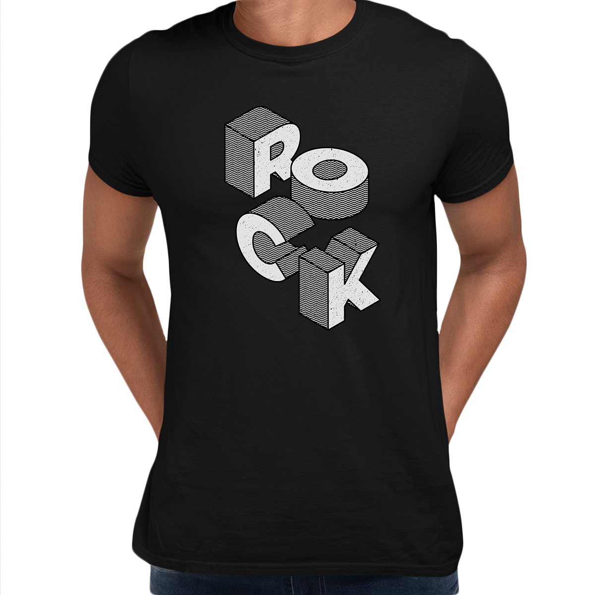 Rock Will Never Die-Isometric Music Typography Unisex Black & White Tee - Kuzi Tees