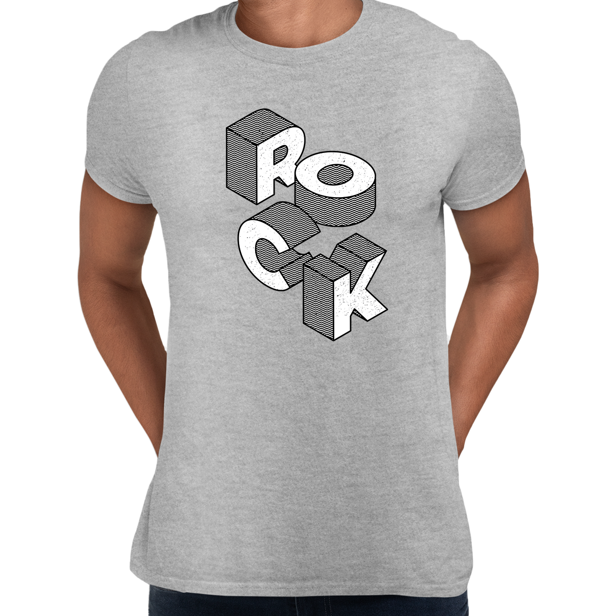 Rock Will Never Die-Isometric Music Typography Unisex Black & White Tee - Kuzi Tees