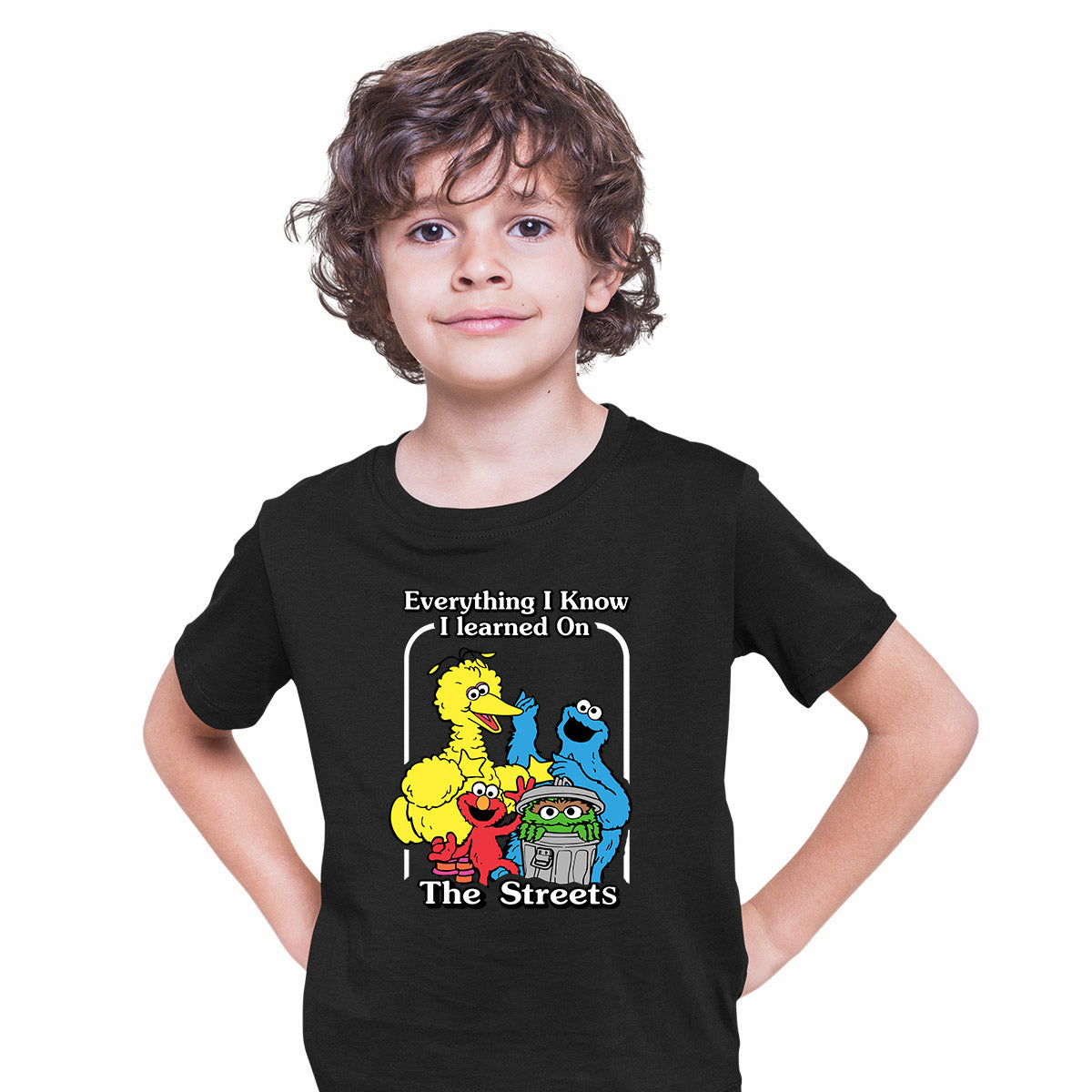 Sesame Street Everything I Know I Learned On The Streets Kids T-shirt Black