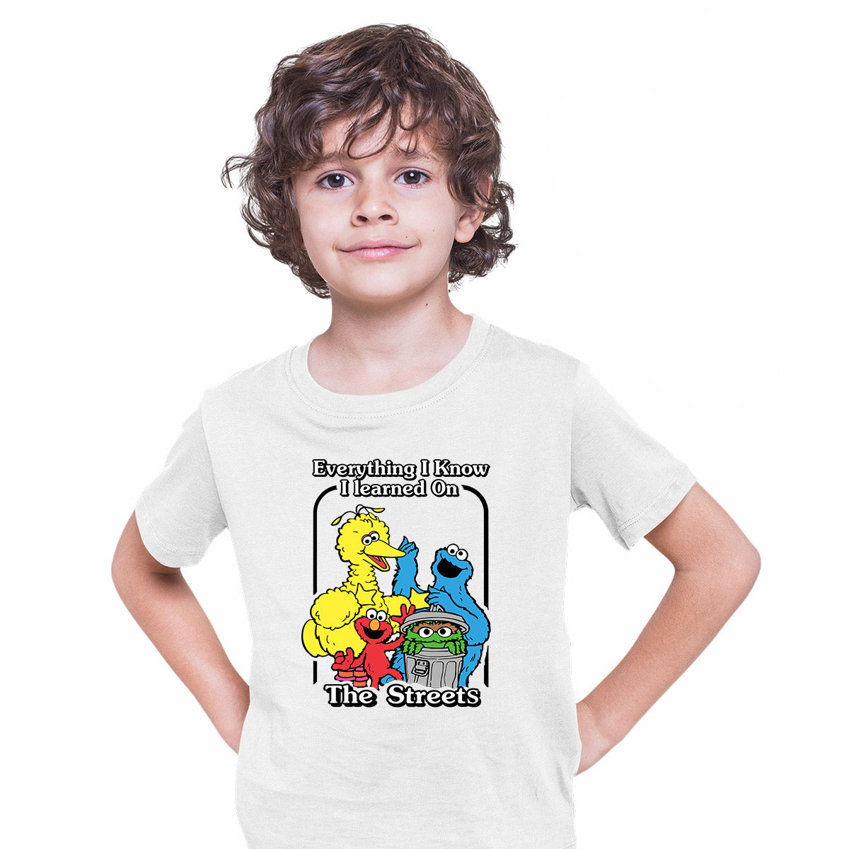 Sesame Street Everything I Know I Learned On The Streets Kids T-shirt White