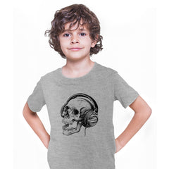 Skull Headphones DTG Printed Band Skeleton Music Retro T-shirt for Kids - Kuzi Tees