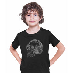 Skull Headphones DTG Printed Band Skeleton Music Retro T-shirt for Kids - Kuzi Tees