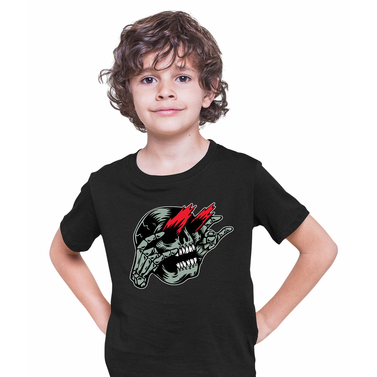Skull Rockstar T-Shirt Gothic Dark Funny Novelty Metal Kid's Tee - Kuzi Tees