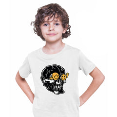 Skull T-Shirt Gothic Skeleton Funny Novelty Happy face Kid's Tee - Kuzi Tees