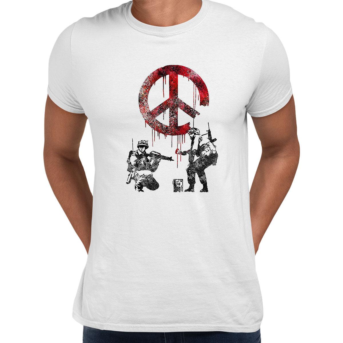 Banksy No War Wall drawing T-shirt Ukraine War Anti Russia - Kuzi Tees