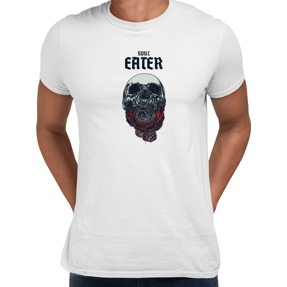 Soul Eater Skull with Roses Harley Dark Occult Unisex T-shirt - Kuzi Tees
