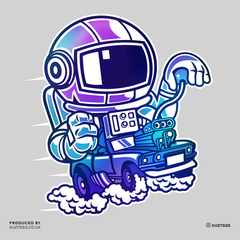 Space Astronaut Racer Amazing Retro Vintage Crew Neck T-shirt & Tank Top - Kuzi Tees