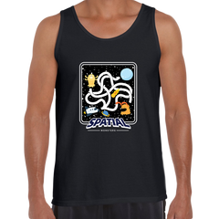 Space Retro Spatial Monster Game Shooter Unisex Black Tank Top - Kuzi Tees