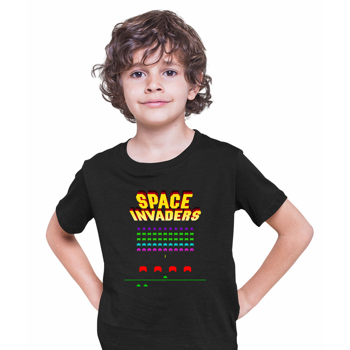 Space Invaders Inspired T-shirt - Retro Atari Arcade Game Gaming Tee Shirt for Kids NEW - Kuzi Tees