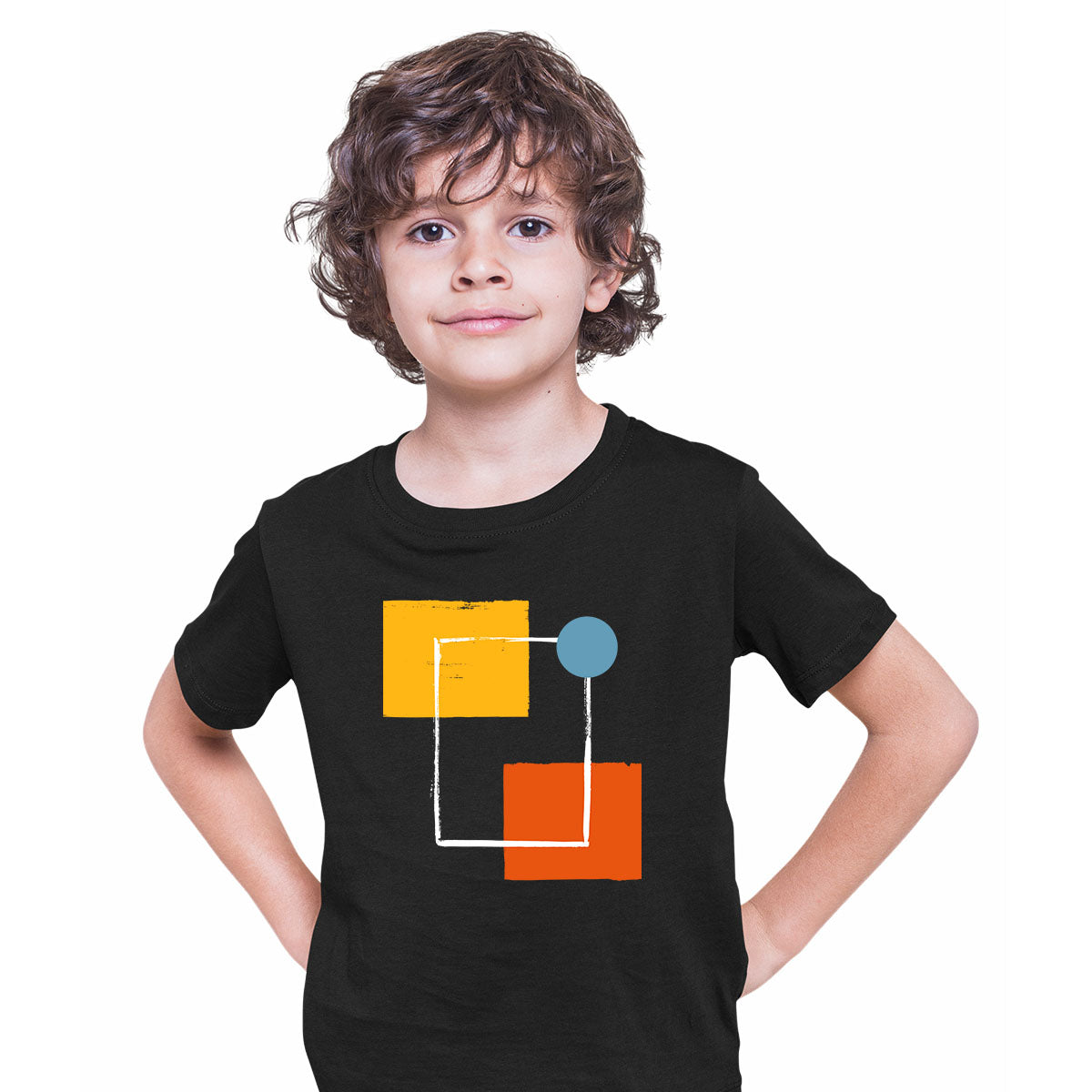 Shapes Minimal Colorful Art Print T-Shirt Abstract Design Short Sleeve Funny T-shirt for Kids - Kuzi Tees