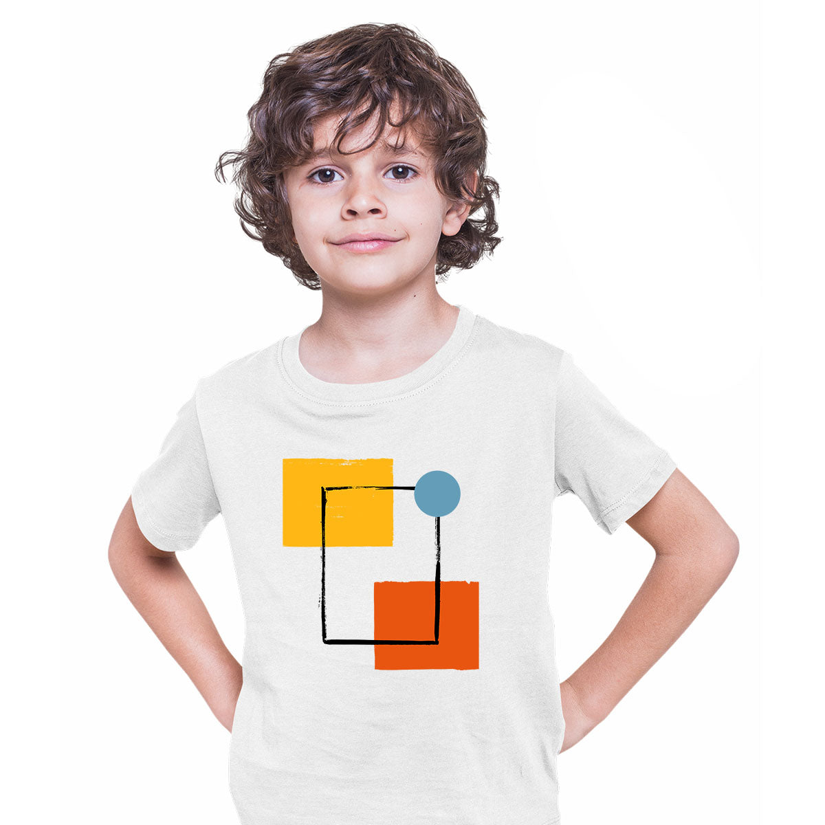 Shapes Minimal Colorful Art Print T-Shirt Abstract Design Short Sleeve Funny T-shirt for Kids - Kuzi Tees