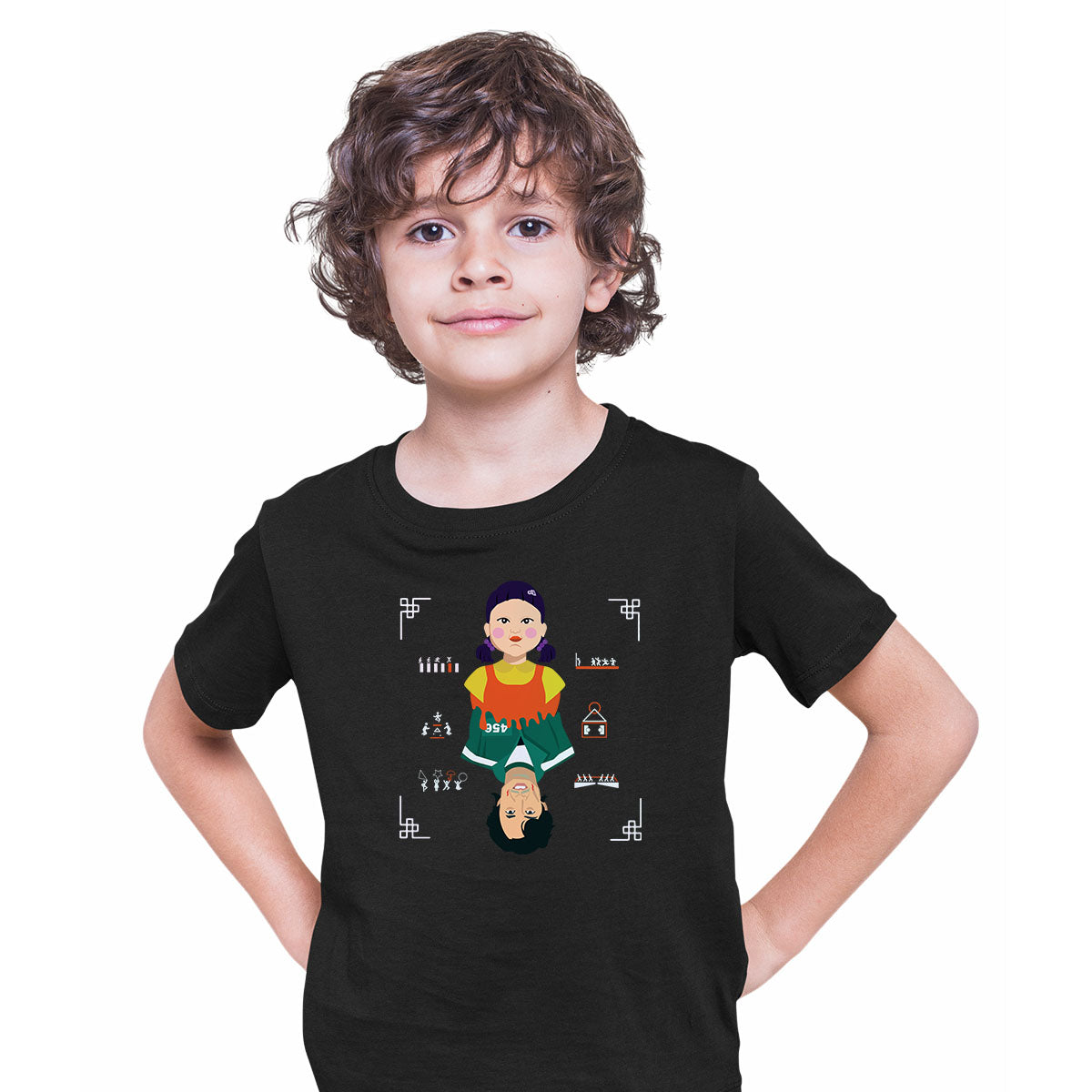 The Doll & Gi-Hun Squid Game Movie Tee included all Games T-shirt for Kids - Kuzi Tees