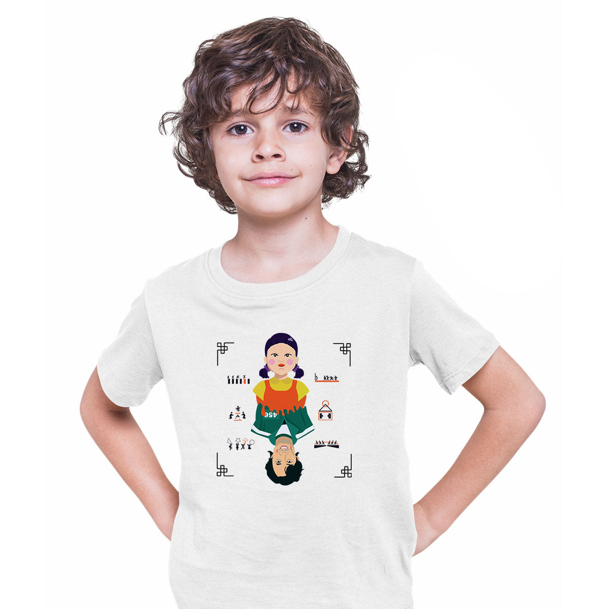 The Doll & Gi-Hun Squid Game Movie Tee included all Games T-shirt for Kids - Kuzi Tees