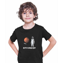 Starship SpaceX Human Astronaut Mars Launch & Land  Black T-shirt Scientist Gift