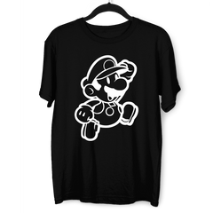 Super Mario Bros Outlined Jumping Mario T-Shirt for all Retro Nintendo Minds - Kuzi Tees