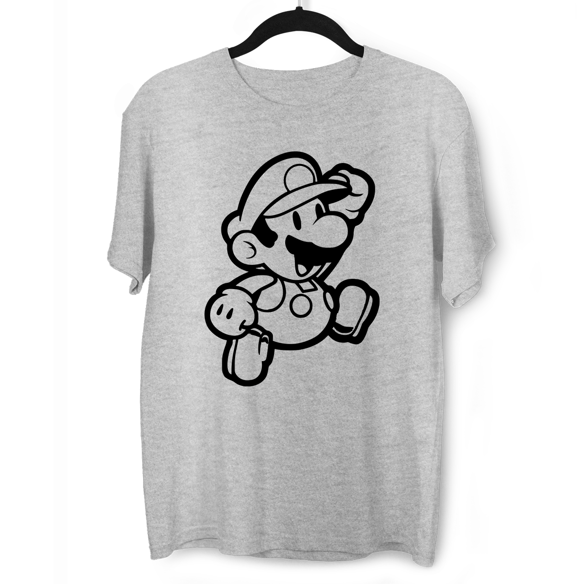 Super Mario Bros Outlined Jumping Mario T-Shirt for all Retro Nintendo Minds - Kuzi Tees