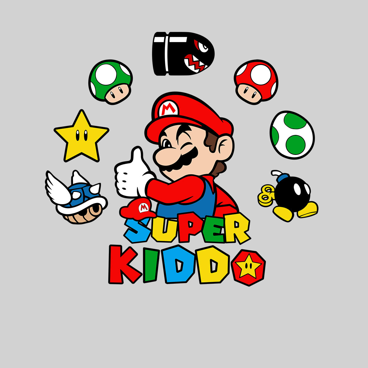 Super Kiddo T-shirt Mario Birthday Kids Custom Gaming Birthday Kids T-shirt White