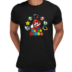 Super Kiddo Black T-shirt Mario Birthday