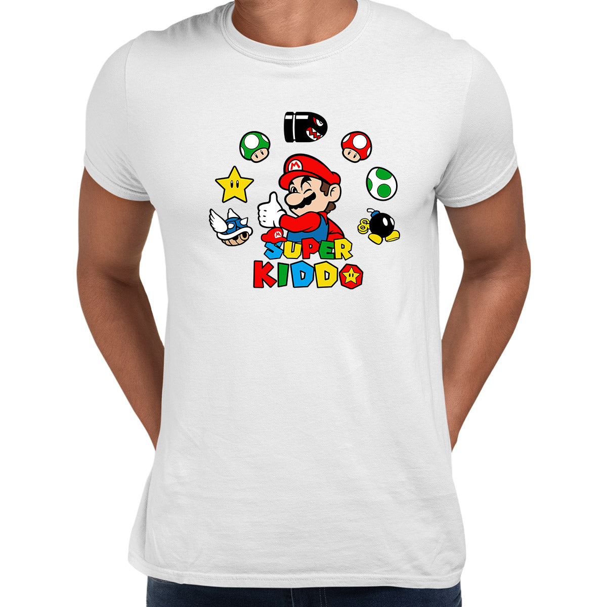 Super Kiddo White T-shirt Mario Birthday