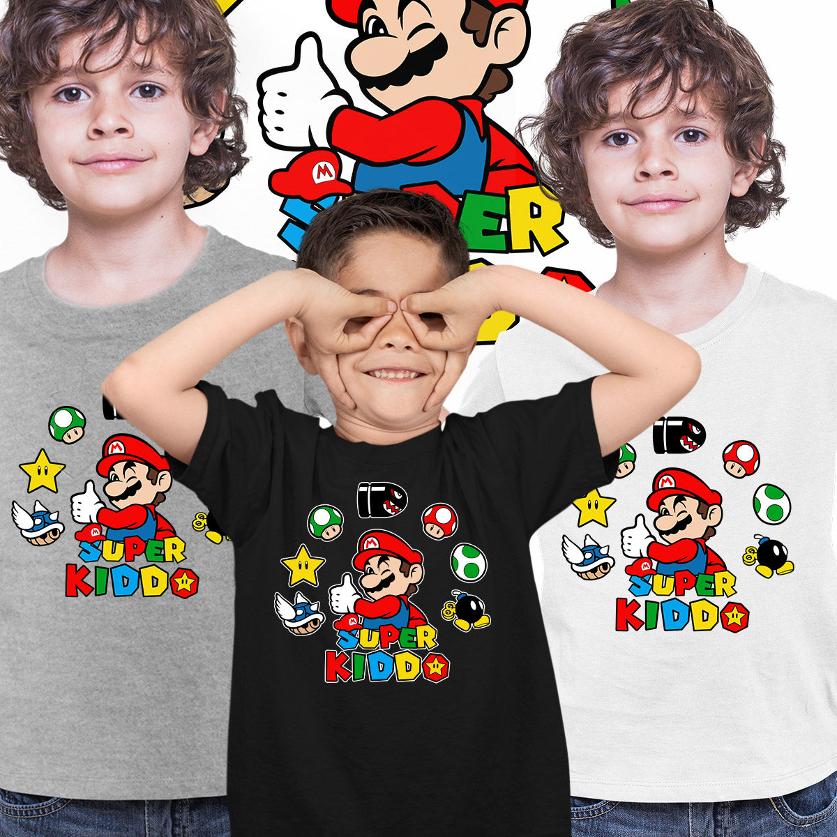 Super Kiddo T-shirt Mario Birthday Kids Custom Gaming Birthday Kids T-shirt