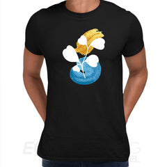 Botanical Blue Flower Plant Abstract T-shirt Novelty Crew Neck Birthday Summer Unisex T-shirt - Kuzi Tees