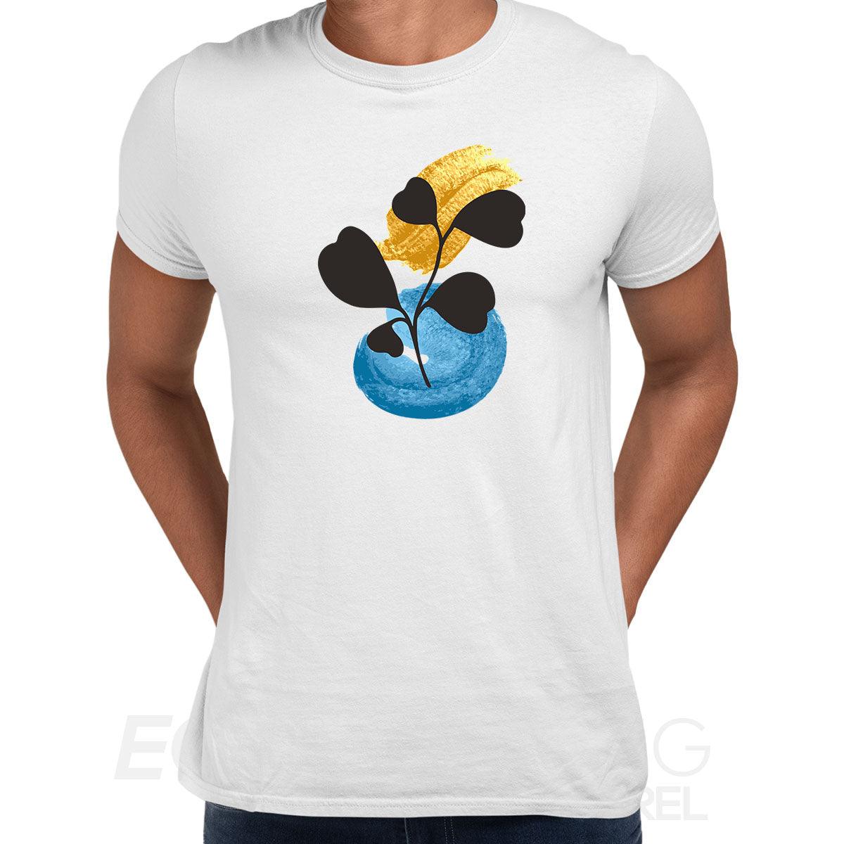 Botanical Blue Flower Plant Abstract T-shirt Novelty Crew Neck Birthday Summer Unisex T-shirt - Kuzi Tees