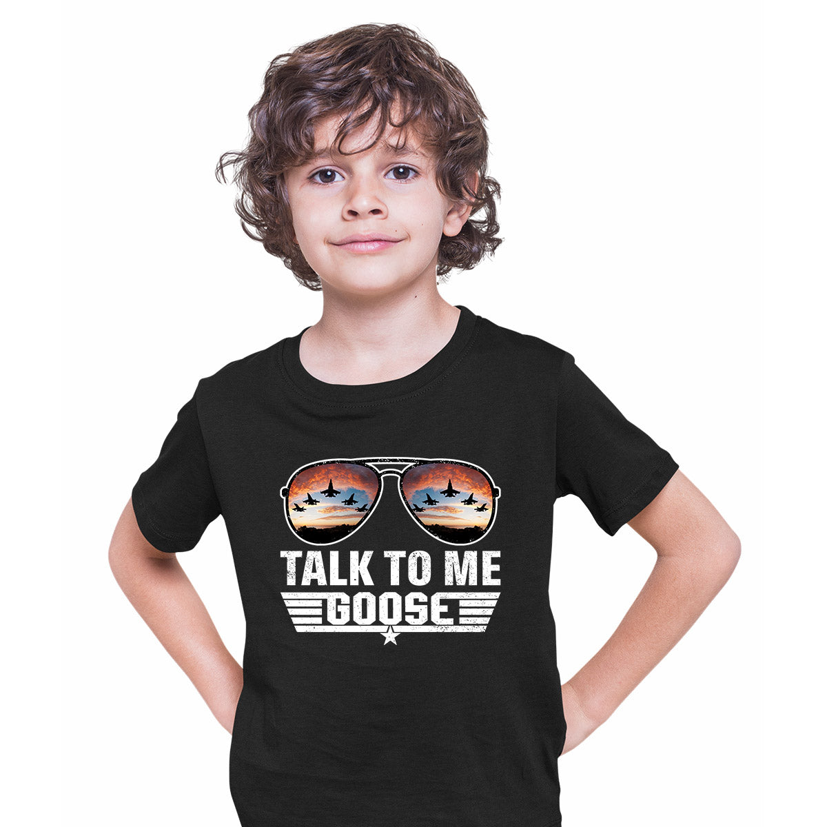 Talk To Me Goose T-shirt Top Gun Maverick 2022 Movie Tees Kids T-shirt Black