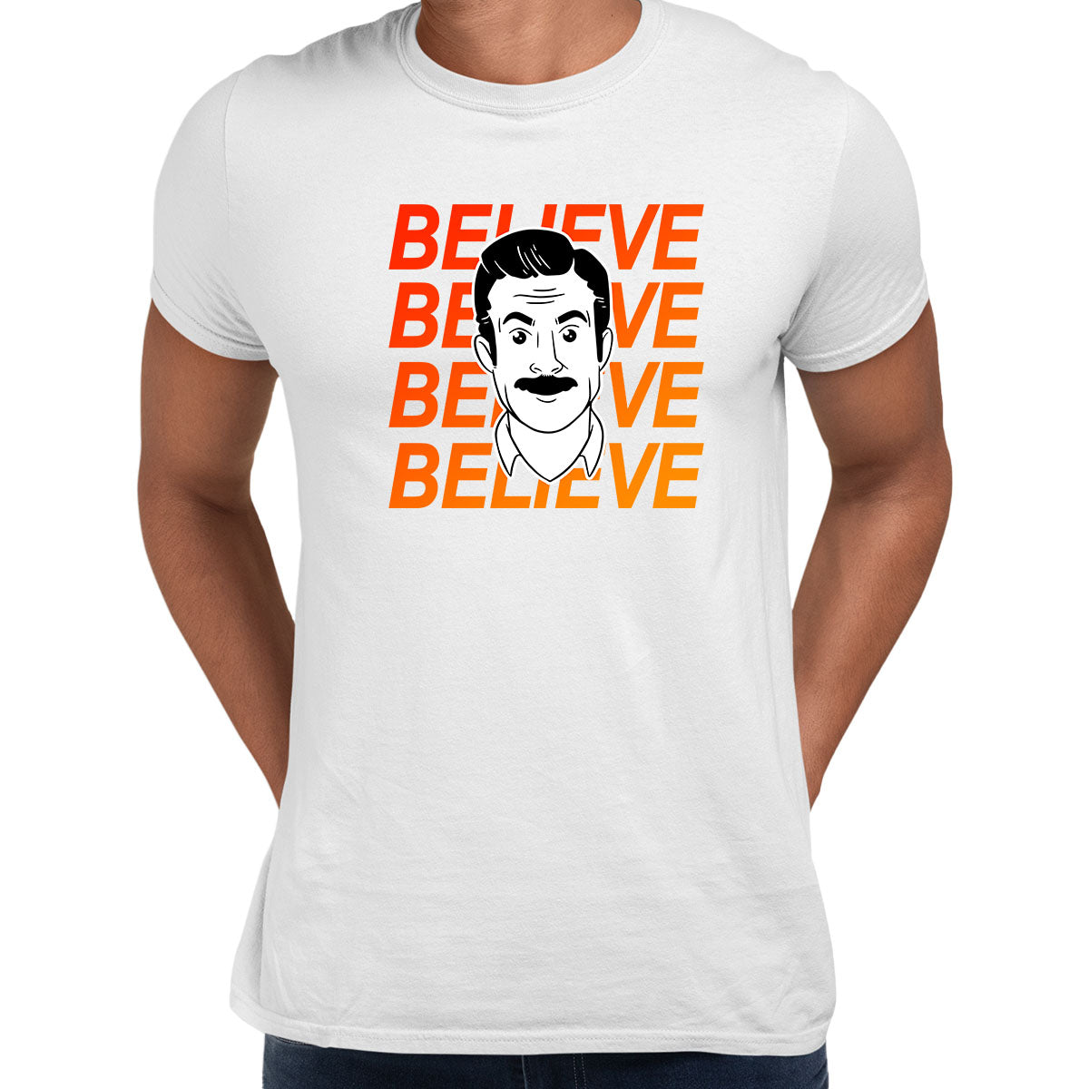 Ted Lasso Believe Tee Motivational Funny Movie Novelty Adult Gift Typography Unisex T-Shirt - Kuzi Tees