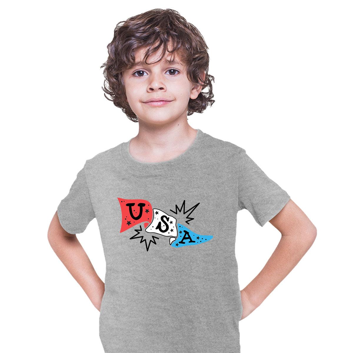 American Flag Baseball Footbal Kids Shirt - Kuzi Tees