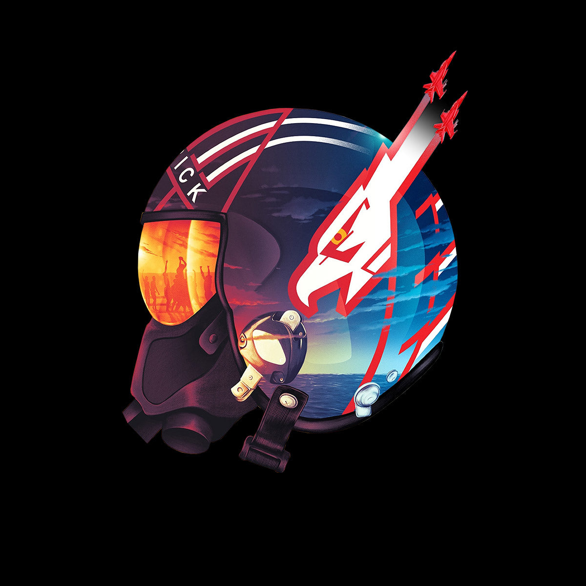 Tom Cruise Maverick Helmet Top Gun Novelty T-shirt - Kuzi Tees